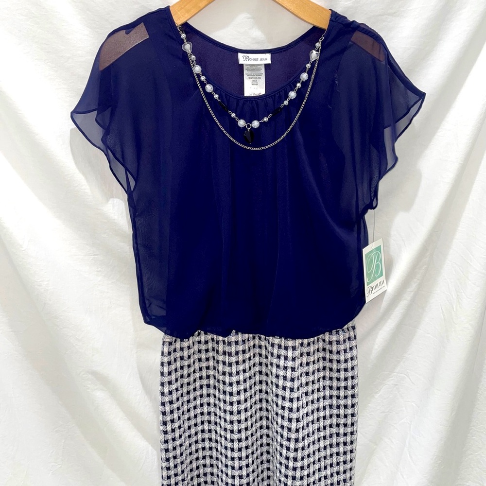 Navy Blue Mini Dress & Necklace